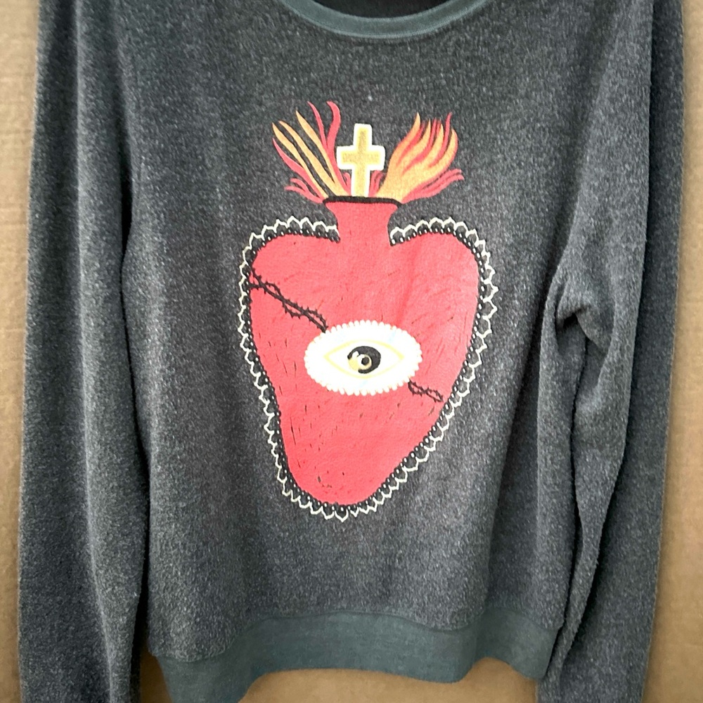 Wildfox Folk Heart Vintage Crew Neck Pullover - Picture 3 of 5